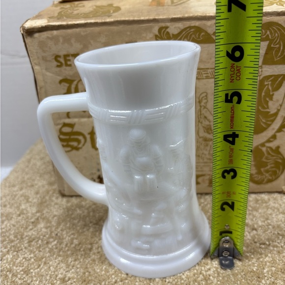 Federal Set Of 4 Milk Glass Beer Steins In Original Box MCM Made In The USA Bar - Picture 5 of 5